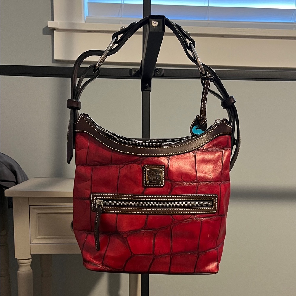 Dooney & Bourke Red Croc Embossed Shoulder Bag